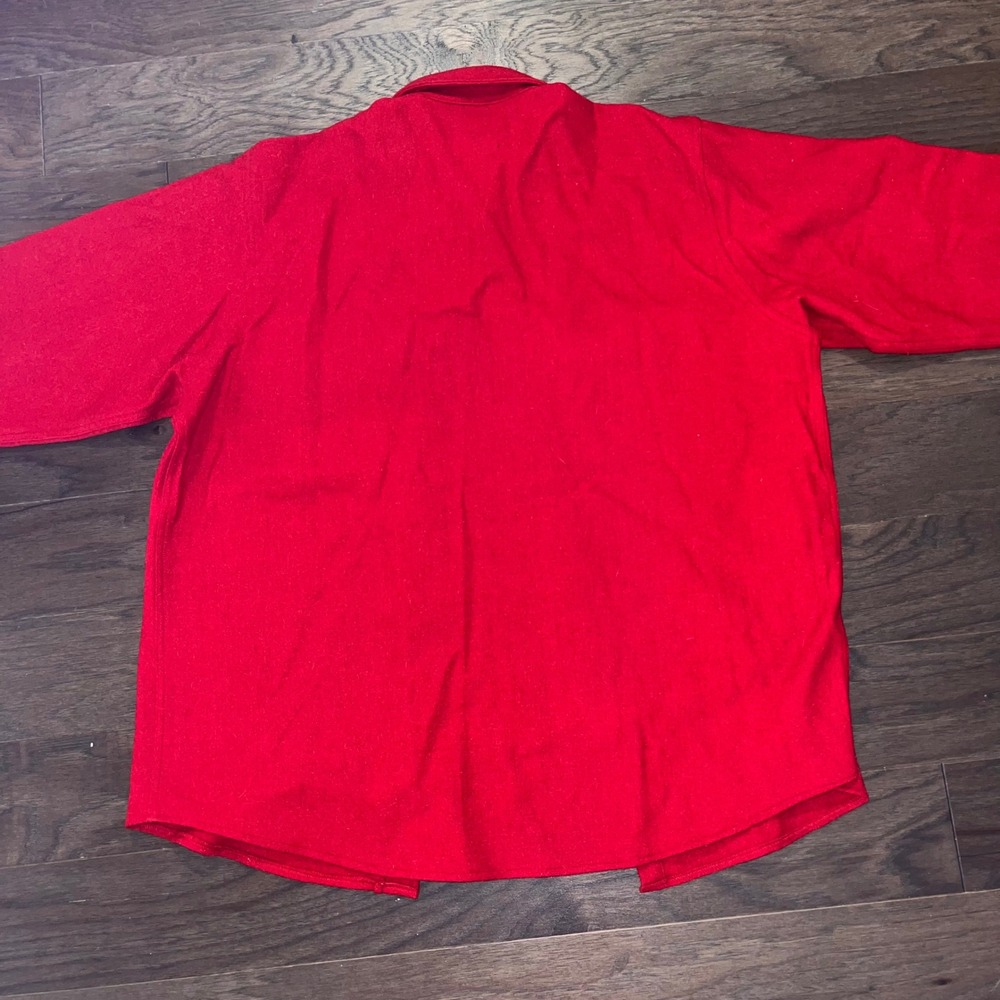 Woolrich Vtg 90s Red Wool Alaska Shirt Jac Jacket XL Heavy CPO Americana NWOT - Picture 14 of 14